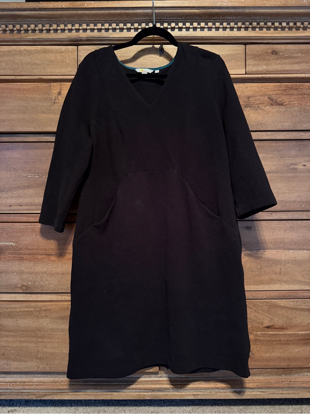 Boden Black V-Neck Long Sleeve Dress